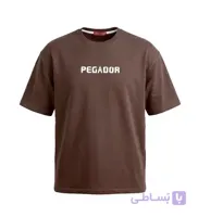 تیشرت یقه گرد مردانه باکسی طرح دار اسپان دورس شکلاتی Pegador مدل 50671