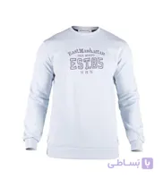 بلوز یقه گرد مردانه نرمال طرح دار دو نخ پنبه آبی روشن مدل 49189