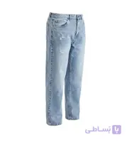 شلوار مردانه نیم بگ ساده جین آبی روشن مدل 50826