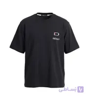 تیشرت یقه گرد مردانه باکسی طرح دار پنبه یک رو مشکی مدل 50621