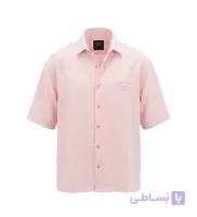 پیراهن آستین کوتاه مردانه باکسی ساده لینن صورتی مدل 50964