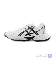 کفش مردانه اسپرت چرم مصنوعی سفید مشکی Asics مدل 50703