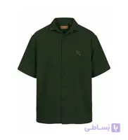 پیراهن آستین کوتاه مردانه نرمال ساده نخ پنبه سبز مدل 51069