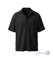 پیراهن آستین کوتاه مردانه مراکشی ساده پنبه مشکی مدل 50932