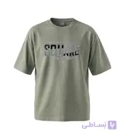 تیشرت یقه گرد مردانه باکسی طرح دار پنبه دو رو سبز روشن مدل 50907
