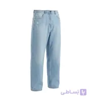 شلوار مردانه نیم بگ ساده جین آبی یخی مدل 49772