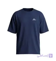 تیشرت یقه گرد مردانه باکسی طرح دار اسپان دورس سرمه ای Lacoste مدل 50432