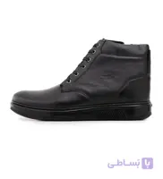 نیم بوت چرم مصنوعی مردانه مشکی بنددار مدل 48879