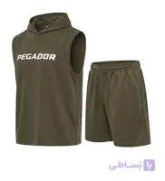 ست رکابی و شلوارک مردانه نرمال طرح دار اسپان سبز ارتشی Pegador مدل 50988