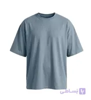 تیشرت یقه گرد مردانه باکسی ساده پنبه یک رو طوسی مدل 49487