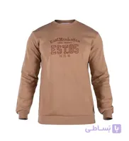 بلوز یقه گرد مردانه نرمال طرح دار دو نخ پنبه نسکافه ای مدل 49190
