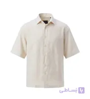 پیراهن آستین کوتاه مردانه باکسی ساده لینن کرم مدل 50665
