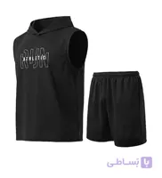 ست رکابی و شلوارک مردانه نرمال طرح دار اسپان مشکی مدل 50979