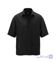 پیراهن آستین کوتاه مردانه باکسی ساده لینن مشکی مدل 50960