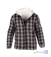 سویشرت مردانه نرمال چهارخانه پشمی مشکی قرمز مدل 49008