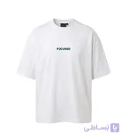 تیشرت یقه گرد مردانه باکسی طرح دار پنبه دو رو سفید مدل 50923