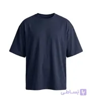 تیشرت یقه گرد مردانه باکسی ساده پنبه یک رو سرمه ای مدل 49485