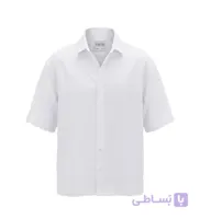 پیراهن آستین کوتاه مردانه باکسی ساده لینن سفید مدل 50961
