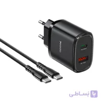 آداپتور 20 وات یسیدو مدل YC50 به همراه کابل تایپسی به تایپسی