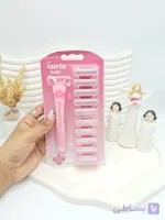 پک ژیلت و دسته تیغ 10 تایی زنانه رنگ صورتی curte کد 8800