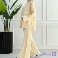 ست بافت بلوز و شلوار زنانه Gloria_Milky مدل 3721