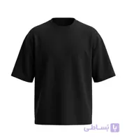تیشرت یقه گرد مردانه باکسی ساده ماکان مشکی مدل 49900