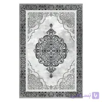 فرشینه مخمل ترک طرح ترنج نقره ای تک رنگ کد O109