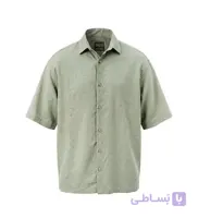 پیراهن آستین کوتاه مردانه باکسی راه راه پنبه سبز روشن مدل 50959