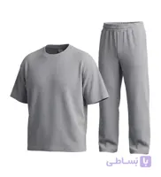 ست تیشرت و شلوار مردانه مراکشی ساده پنبه پلی استر طوسی مدل 49388