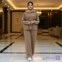 ست بافت بلوز و شلوار زنانه Diyana_Cream مدل 3736