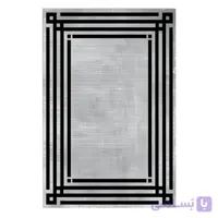 فرشینه مخمل ترک طرح قاب هندسی نقره ای کد M103
