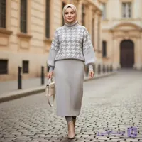 ست بلوز و دامن بافت زنانه Sevda_Gray مدل 3831