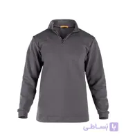 بلوز یقه نیم زیپ مردانه نرمال ساده دو نخ پنبه طوسی مدل 49264
