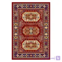 فرشینه مخمل ترک طرح عشایری سه ترنج لاکی کد O111