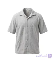 پیراهن آستین کوتاه مردانه مراکشی ساده کنفی طوسی روشن مدل 50838