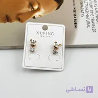 گوشواره طلایی طرح سنجاب نگینی