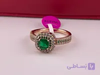 انگشتر نگین سبز مربعی