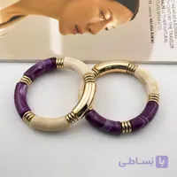دستبند کشی رزینی بنفش طلایی