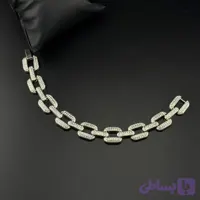 دستبند زنجیری کارتیه مستطیلی تمام نگین