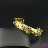دستبند النگویی پهن طلایی زنانه طرح بوچلاتی