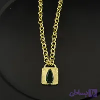 گردنبند زنانه طلایی با نگین سبز اشکی