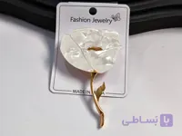 سنجاق سینه گل سفید رنگ ثابت