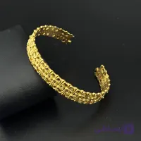دستبند مردانه زنجیری طلایی گل‌دار