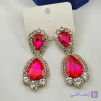 گوشواره مجلسی کریستالی قرمز