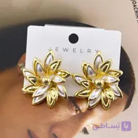 گوشواره گل طلایی گوی‌دار