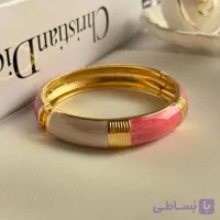 دستبند میناکاری رنگی با طراحی صورتی و سفید