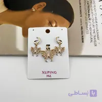 نیم‌ست طلایی طرح پروانه نگین‌دار