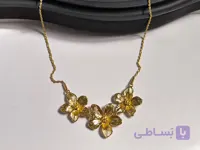 گردنبند طرح گل طلایی استیل