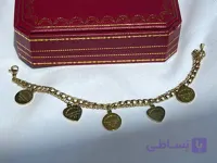 دستبند استیل دو لاین آویز قلب و دایره