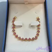 دستبند مدل شبدر دخترانه زرشکی طلایی
